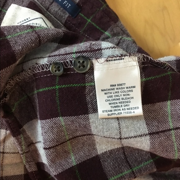 MENS St Johns Bay Medium maroon & gray flannel plaid w/ green stripe - Picture 4 of 10